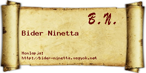 Bider Ninetta névjegykártya
